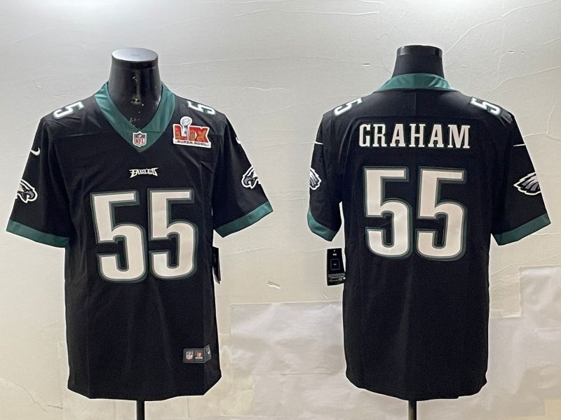 Men Philadelphia Eagles 55 Graham Black Second generations 2025 Nike Vapor Limited NFL Jersey style 2